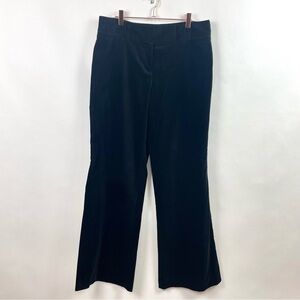 Loft Ann Trouser Pants Black Velvet Flare Leg Adjustable Waist Size 8
